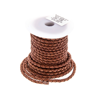 Lærtråd flettet vintage brun 4 mm 10meter